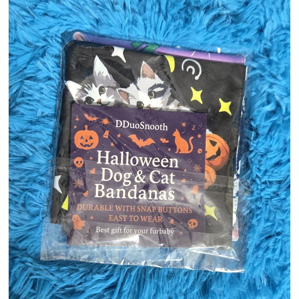 DDuoSnooth Halloween Dog & Cat Bandana/Scarf Polyester Small 13" w/Snap Buttons - Picture 5 of 6